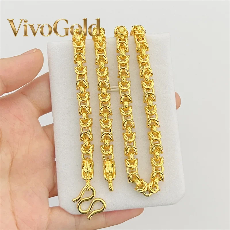 

VivoGold2025: Новое креативное украшение из настоящего 24-каратного золота, квадратное колье-цепочка с тканевым узором, модный аксессуар для мужчин и женщин, 9999 проба.