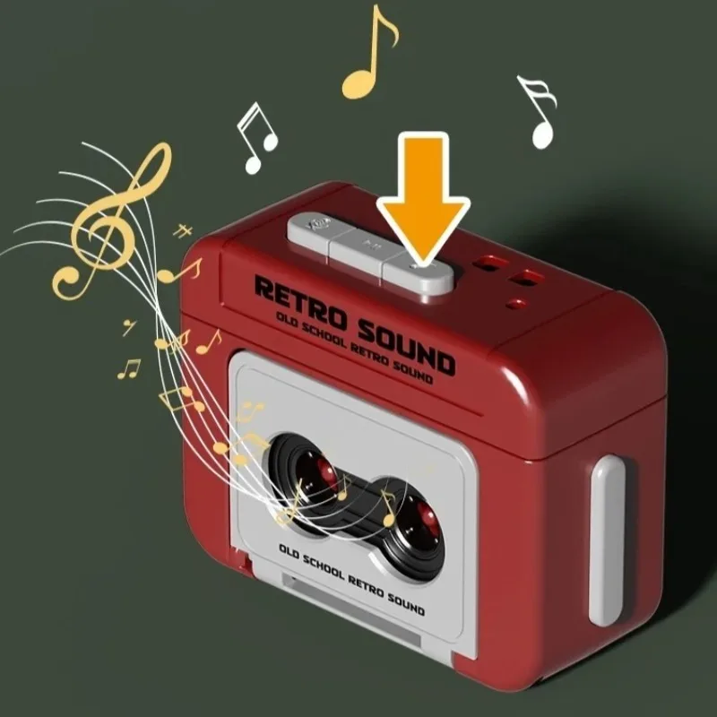 البسيطة الرجعية مسجل شرائط المفاتيح لعبة متعة صندوق تشغيل الموسيقى قلادة الأطفال هدية عيد ميلاد حقيبة سحر خمر مشغل تسجيل الصوت