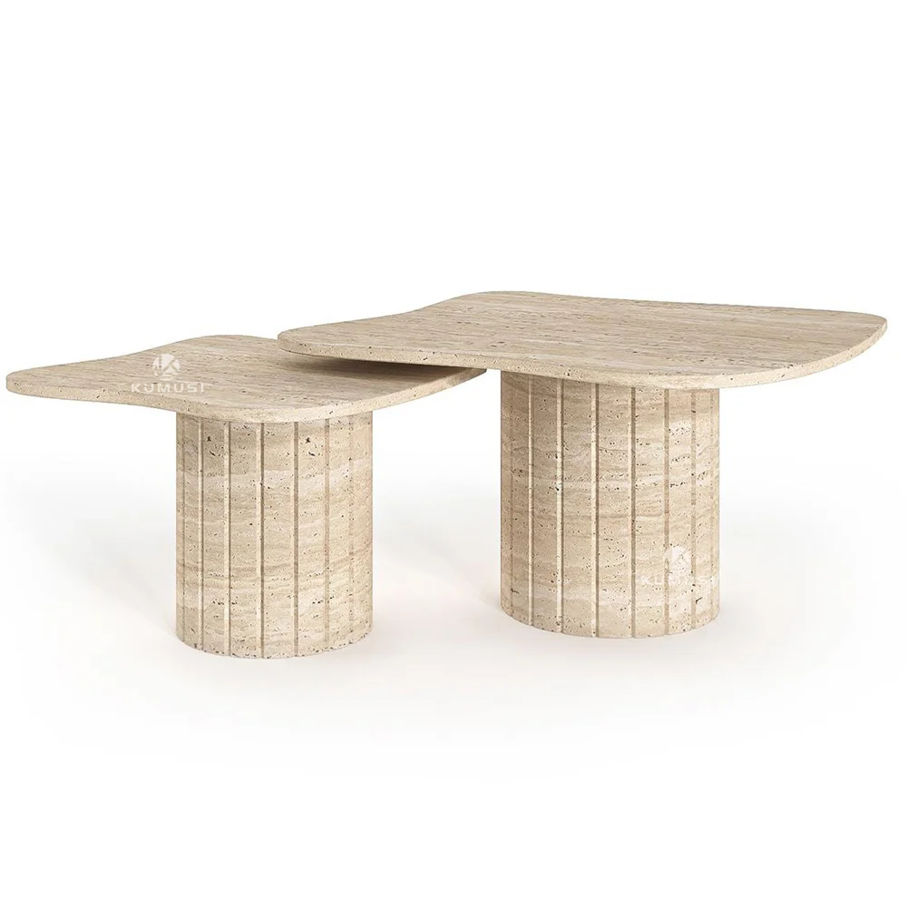 

&d High Low Splicing Combination Art Creative Design Side Table Retro Style Beige Corner Table