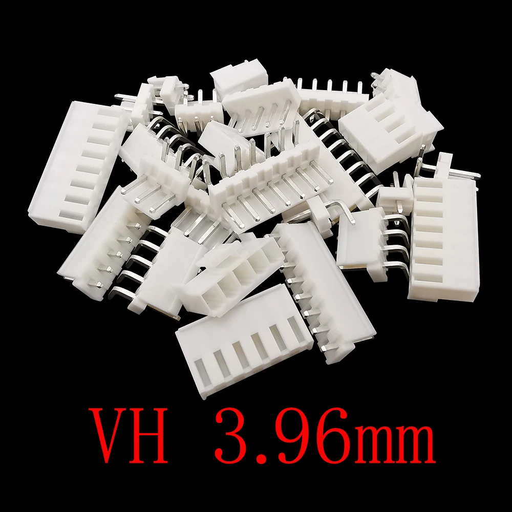 100Pcs VH 3.96 Male Plug/Female Jack White Plastic Housing Connector VH 3.96mm Pitch 2P-8Pin Shell Terminal Right Angle/Straight