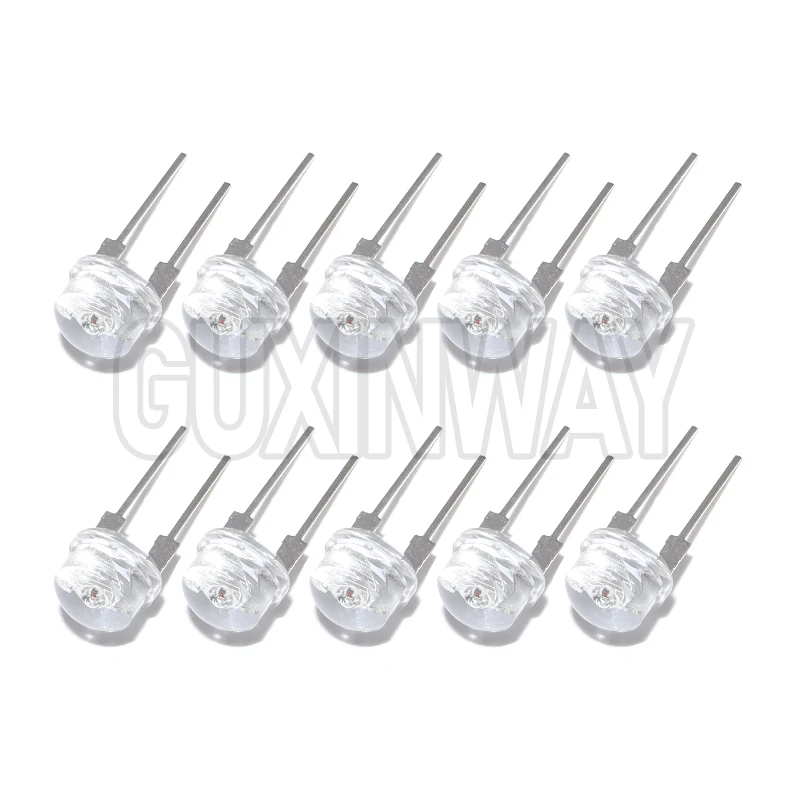 10PCS F8 8MM White Blue Green Red Yellow LED Super Bright Straw Hat Light Emitting Diode Highlighted White 0.5W Astigmatism