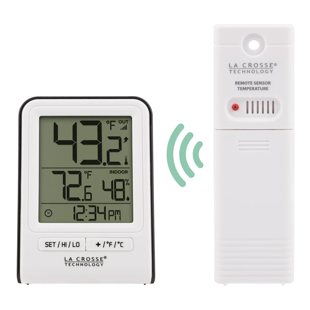 Wireless Weather Station Indoor Outdoor Temperature Monitor Humidity Sensor Long Range Transmission Time Display Battery