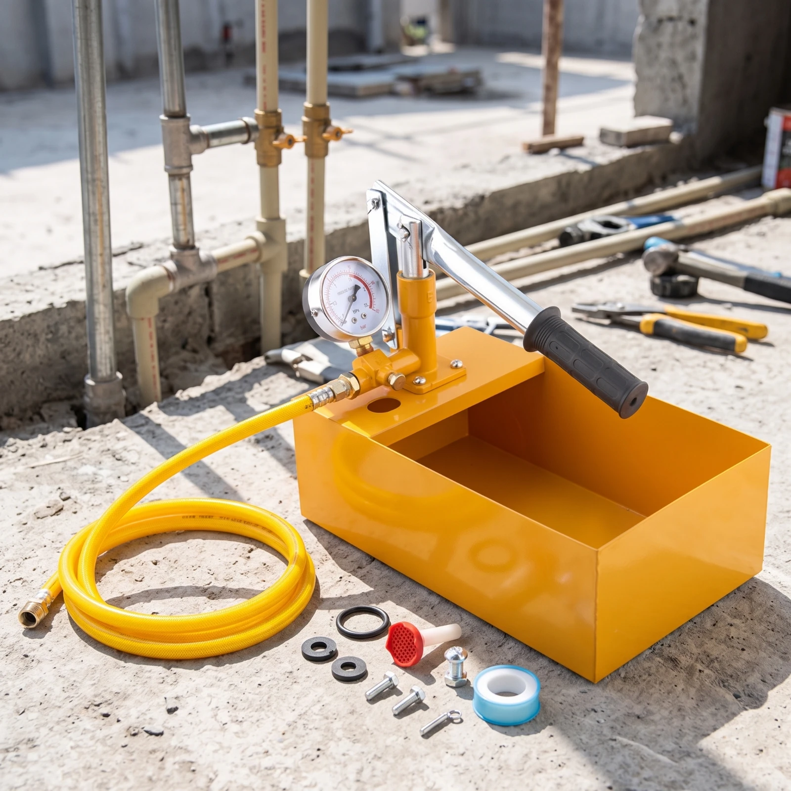 Hydrostatic Water Pipe Leakage Pressure Test Pump Kit Hand-Operated Pressure Test Pump Kit with Gauge and Tank Long-Lasting view 2