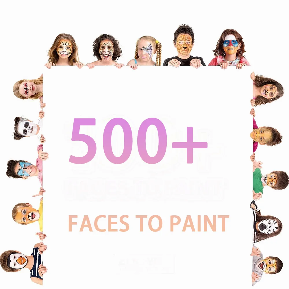 Bowitzki Gesichtsbemalung, 12 x 10 g, professionelles Körperbemalungsset für Kinder und Erwachsene, Schablone, einstufiger geteilter Kuchen, Regenbogen-Make-up