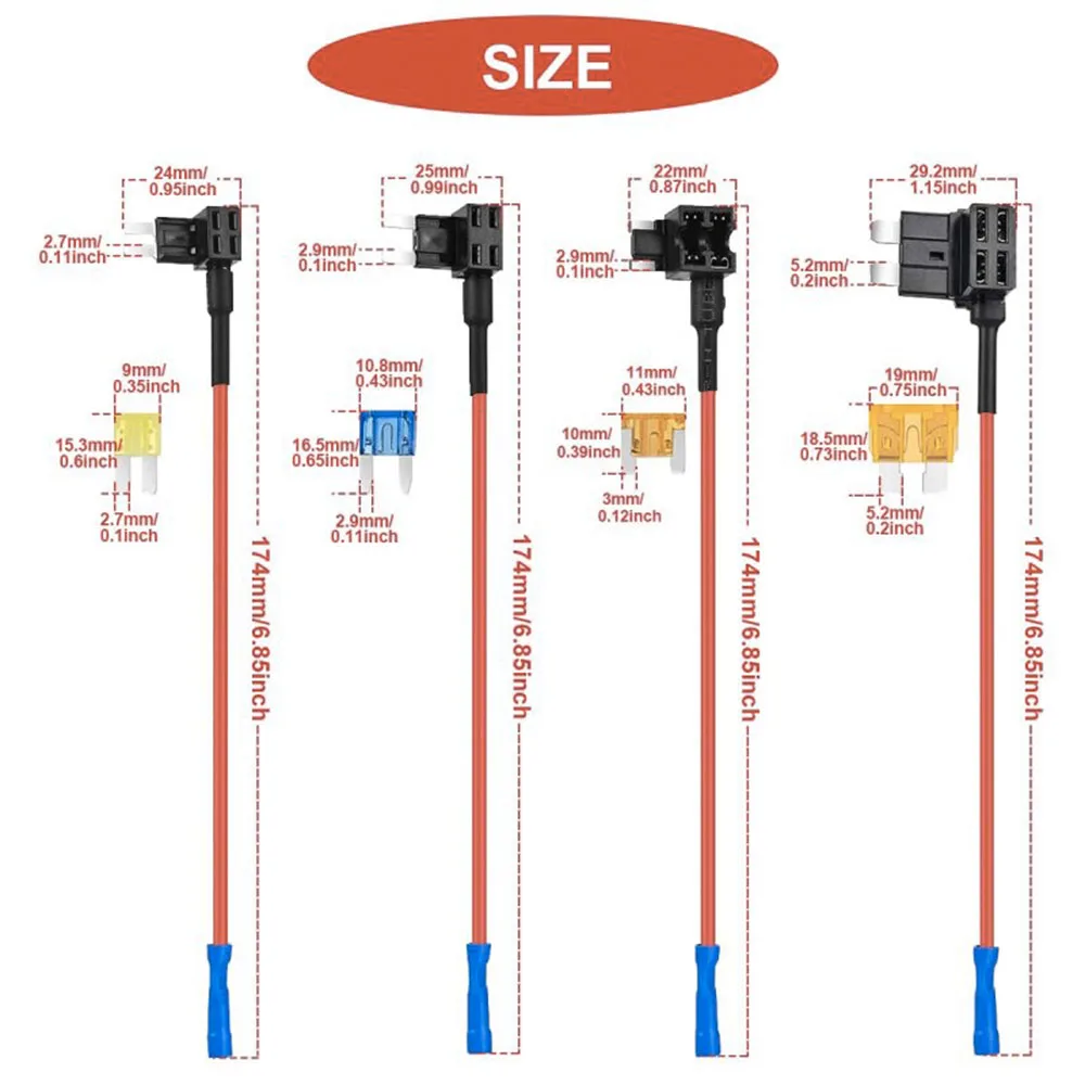 4-Typen 12V Add-a-Circuit-Adapter & Sicherungskit (16er-Pack), Sicherungshalter und -adapter – Kompatibel mit Mini, Micro 2, Low-Profile Mini, Standard – Detail 3
