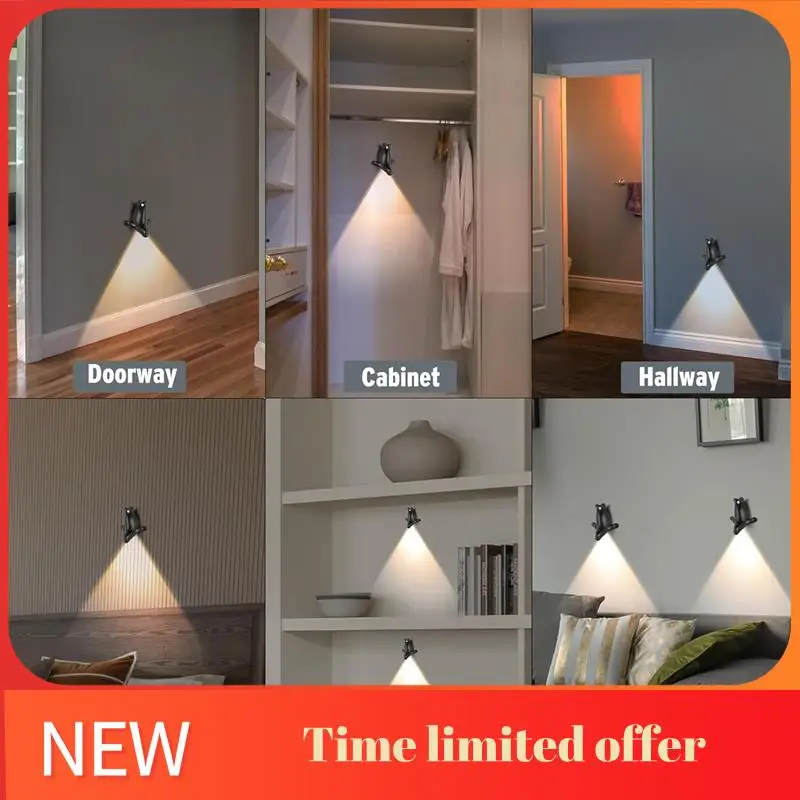 ABHU Sensor Wall Sconces Set Of Two, Magnetic LED Wall Lights With Motion Detection, Wireless Wall Lamp For Bedroom Hallway Dura