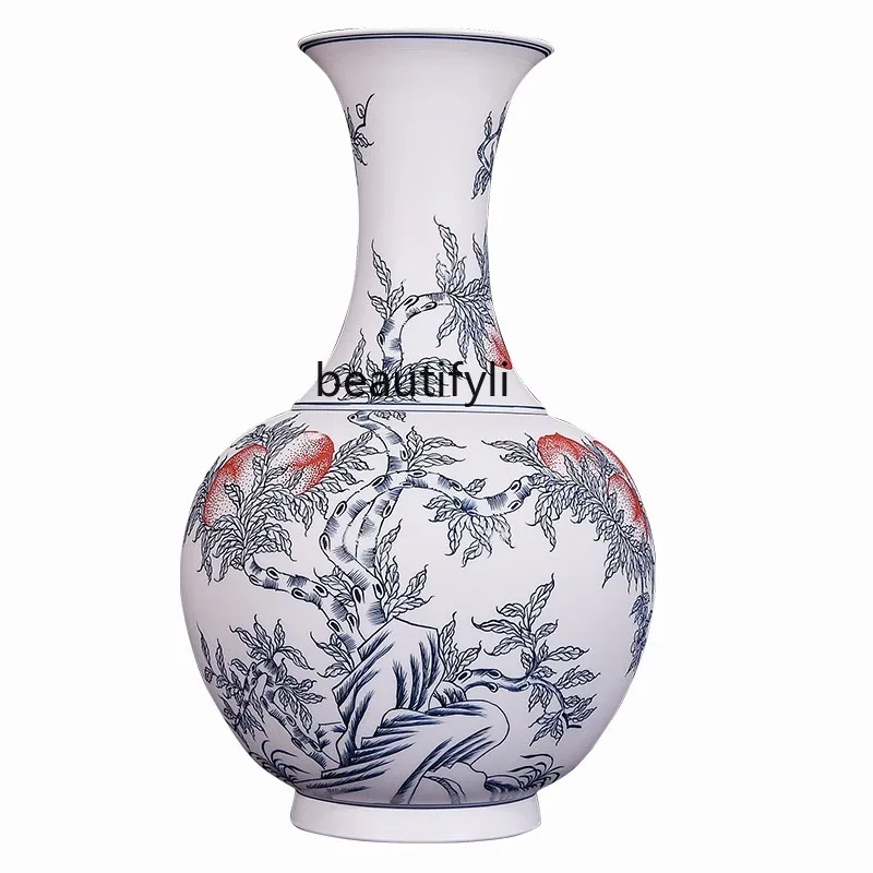 Ceramic Vase Decoration Antique Crafts Powder Doped Color Decorated Porcelain Hand Painted Flower Arrangement New Chinese Style