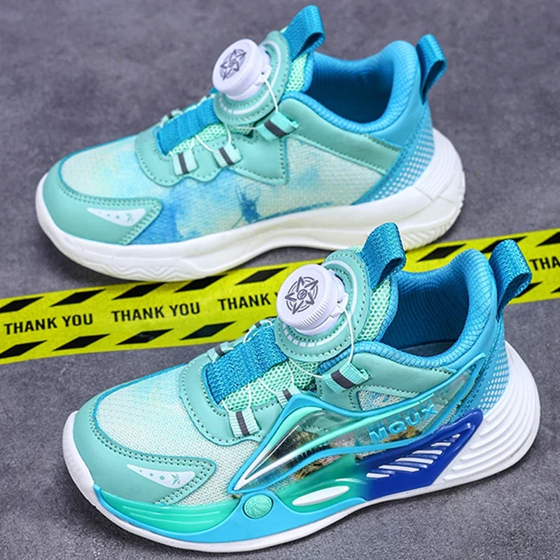 

Children's Sports Shoes Casual Rotating Buckle Mesh Running Shoes Fashionable Thick Sole Anti Slip Walking Shoes for Kids
