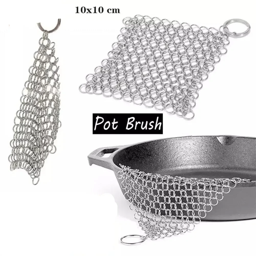 Kitchen Cleaning Ring Stainless Steel Cleaner Chain Mail Scrubber Reusable Washing Net Home Cookware Kitchen Cleaning Tool