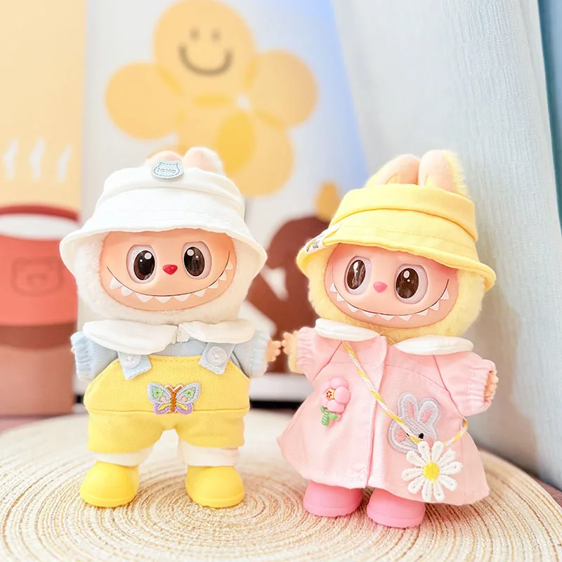 

Одежда Labubu второго и третьего поколения, кулон, одежда Labubu для сидения, дорожный комплект с изображением ромашки и кролика, детская одежда, милая вечеринка