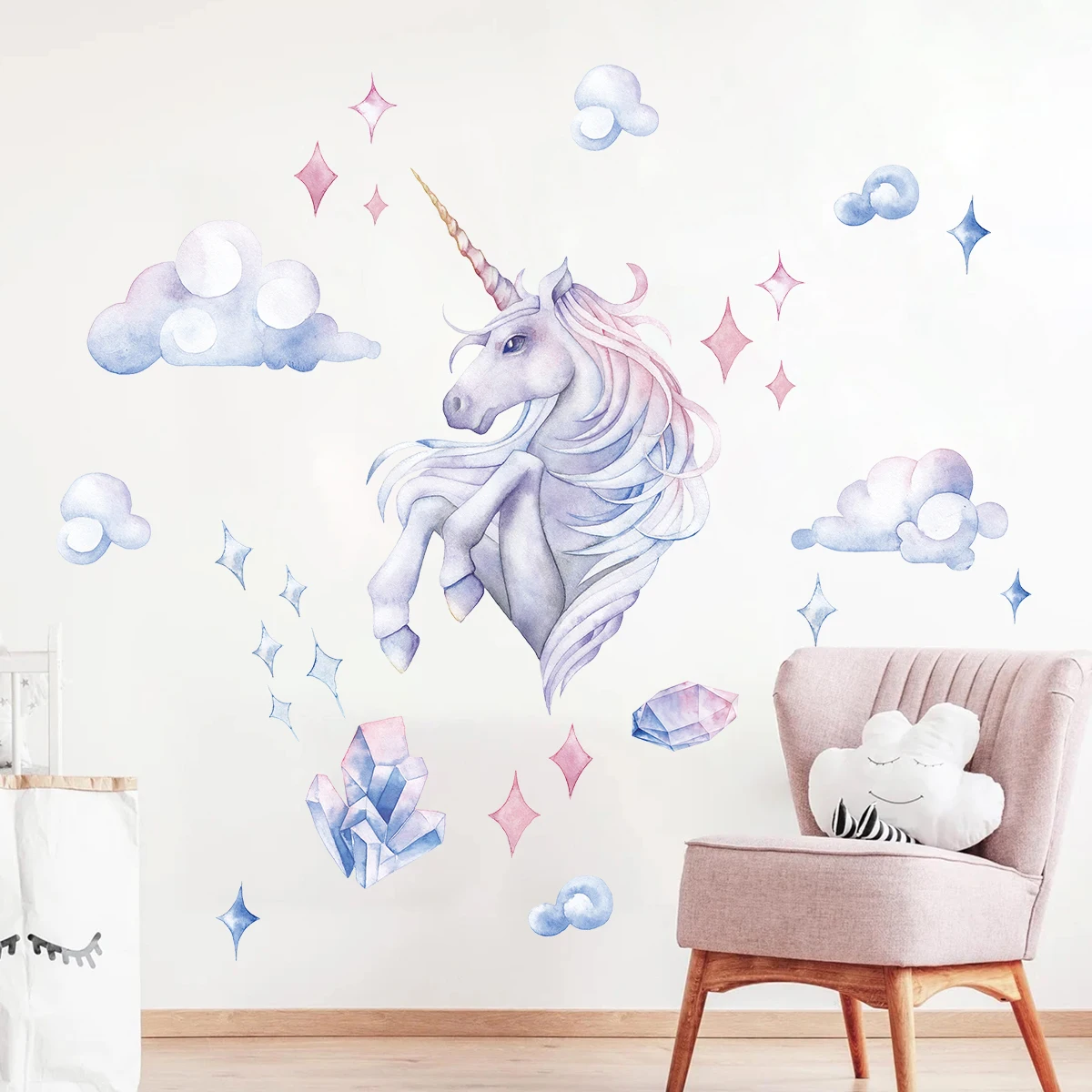 1Pc Cartoon Wolke Einhorn Wand Aufkleber Kinderzimmer Dekoration für Mädchen Zimmer Kinderzimmer Wand Aufkleber Wohnzimmer Dekor
