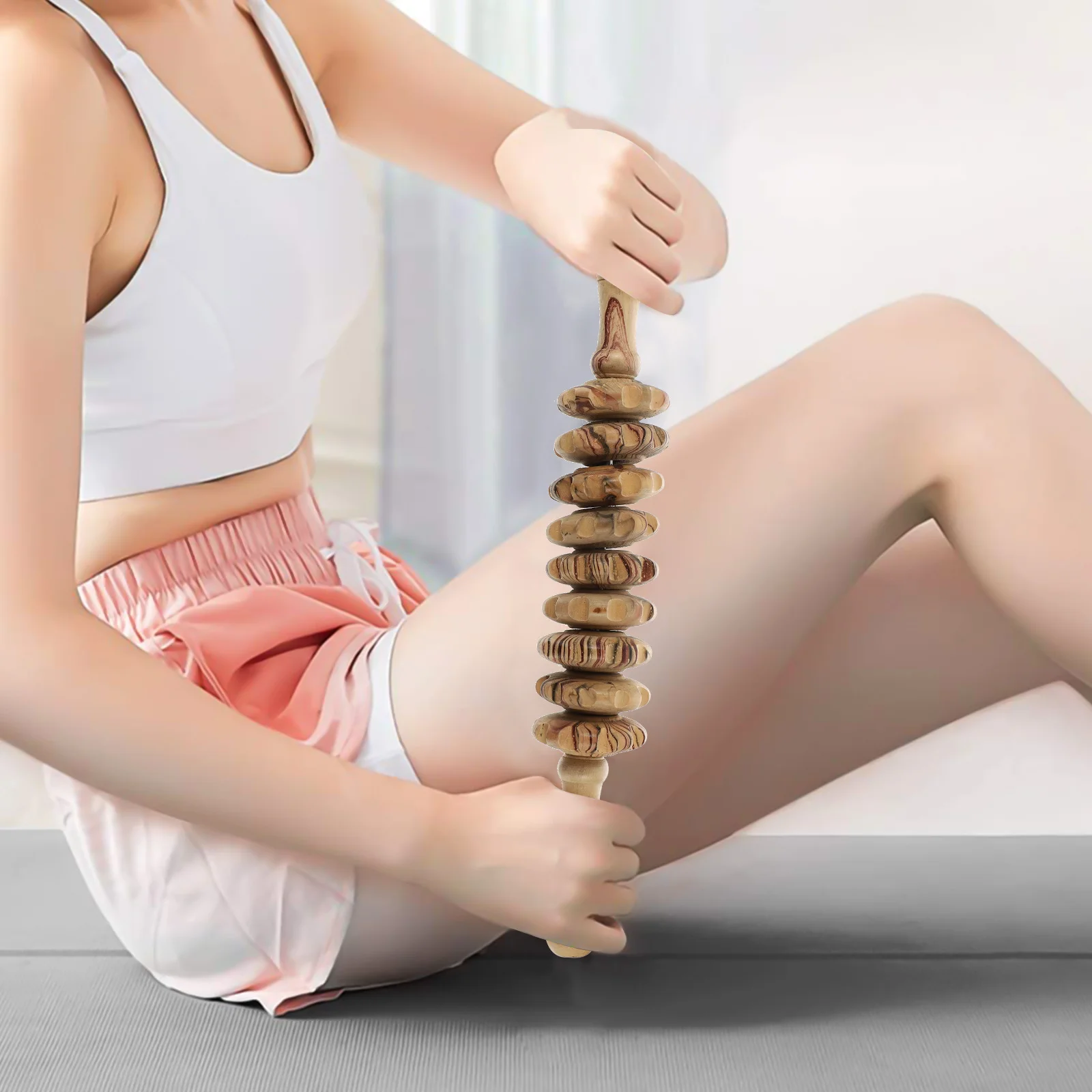 

1pc Nine-Roll Wooden Massager Back Body Relaxation Muscle Roller Stick Abdominal Health-Preserving Massage Tool Handheld