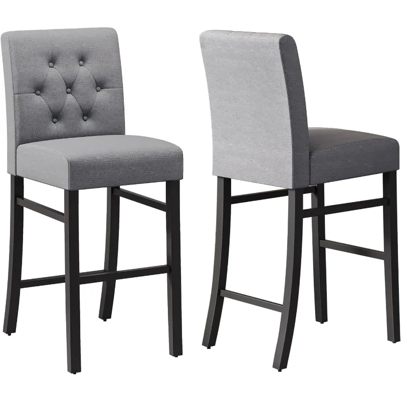 

30" Counter Height Bar Stools Set of 2 & 4 with Back Fabric Barstools Bar Height Upholstered Button Tufted Bar Stool(Set of 2)