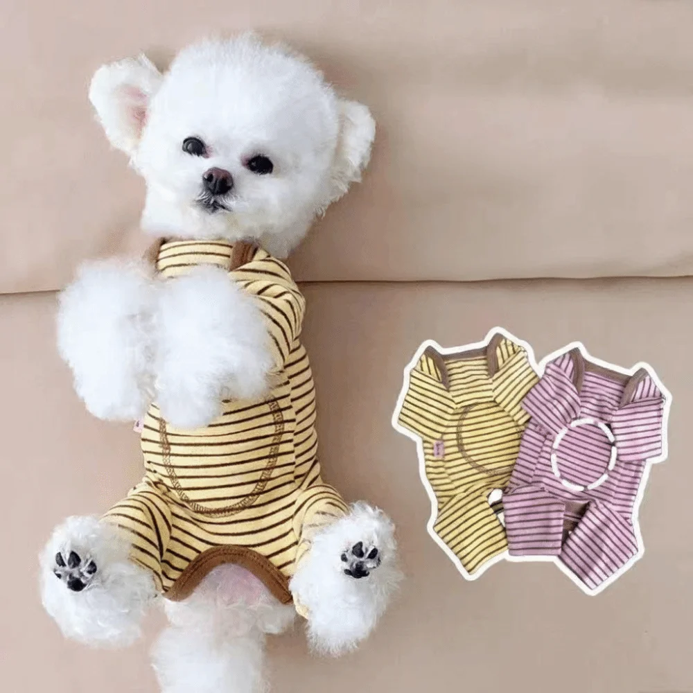 Elastic Four-Legged Dog Pajamas Long Sleeves Soft Dog Jumpsuit Anti-licking Belly Hugging Dog Home Clothing Belly Protection