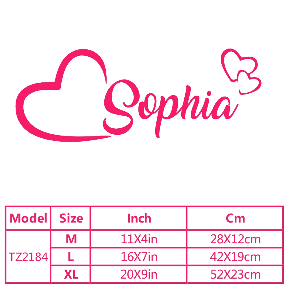 1pc Lovely Personalize Custom Name Love Wall Decal Art Vinyl Stickers For Living Room Bedroom Waterproof Wall Art Decal