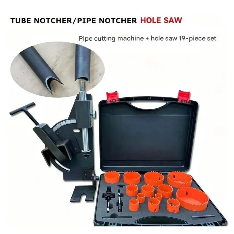 Pipe Groover Lightweight Notching Tool 19-Piece Hole Saw Set TubingMulti-Specification Multi-Angle Circular Cutting