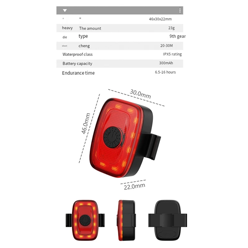 Luz trasera de bicicleta recargable por USB, tija de sillín de carretera, lámpara LED de advertencia para ciclismo