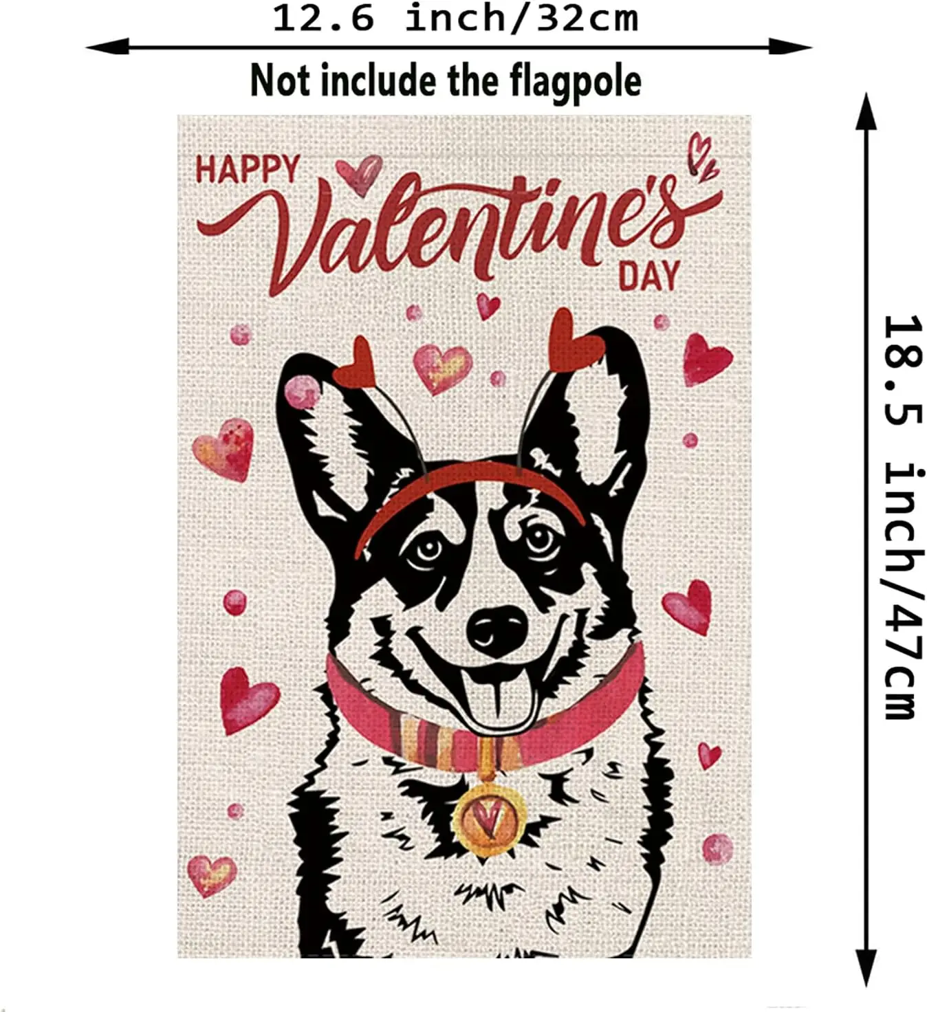 Valentines Day Garden Flag Valentine Corgi Dog Flags for Outside Love Heart Anniversary Wedding Party Home Burlap Double Sided Y