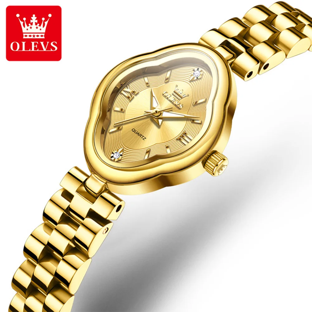 

OLEVS Luxury Ladies' Watch Oval Retro Gold Small Watch Stainless steel High quality Quartz Watch