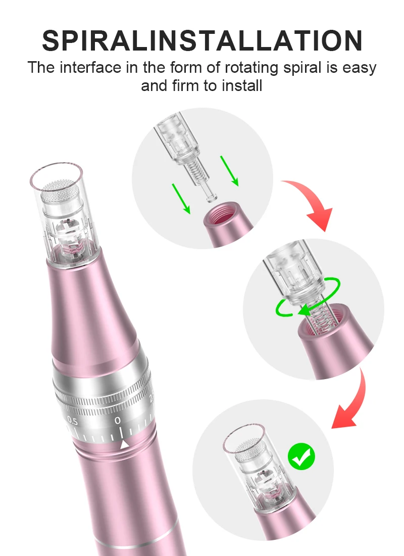 Wiederaufladbarer Microneedling Derma Pen/Mas Pen L3 Hautpflegegerät mit zwei Ersatzspitzen – Detail 2