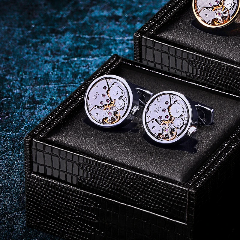 

KFLK jewelry shirt cufflinks for mens Brand watch movement mechanical cuff links Buttons Male High Quality guests