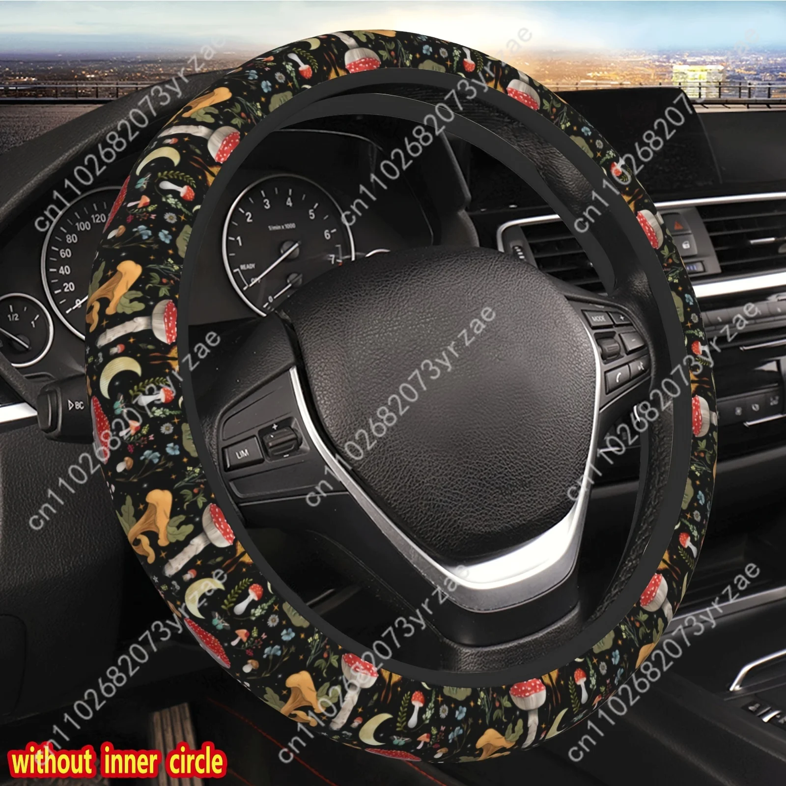 

Mushroom And Butterflies Car Steering Wheels Cover Universal Type Environmental Friendly Comfortablenon-slip Steering Wheel Wrap