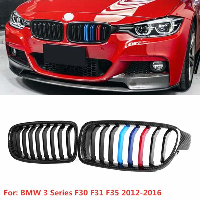 

F30 Front Bumper Grill for BMW 3 Series F30 F31 F35 2012-2016 Kidney Grill Grille Glossy Black Carbon Fiber & ABS Car Styling