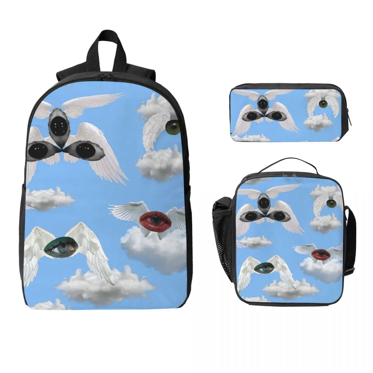 

Etheyereal WeirdcoreDreamcore Blue Backpack Boys Girls BookBag School Bag Shoulder Bags 3ps Insulated Lunch Bag Pencil Case