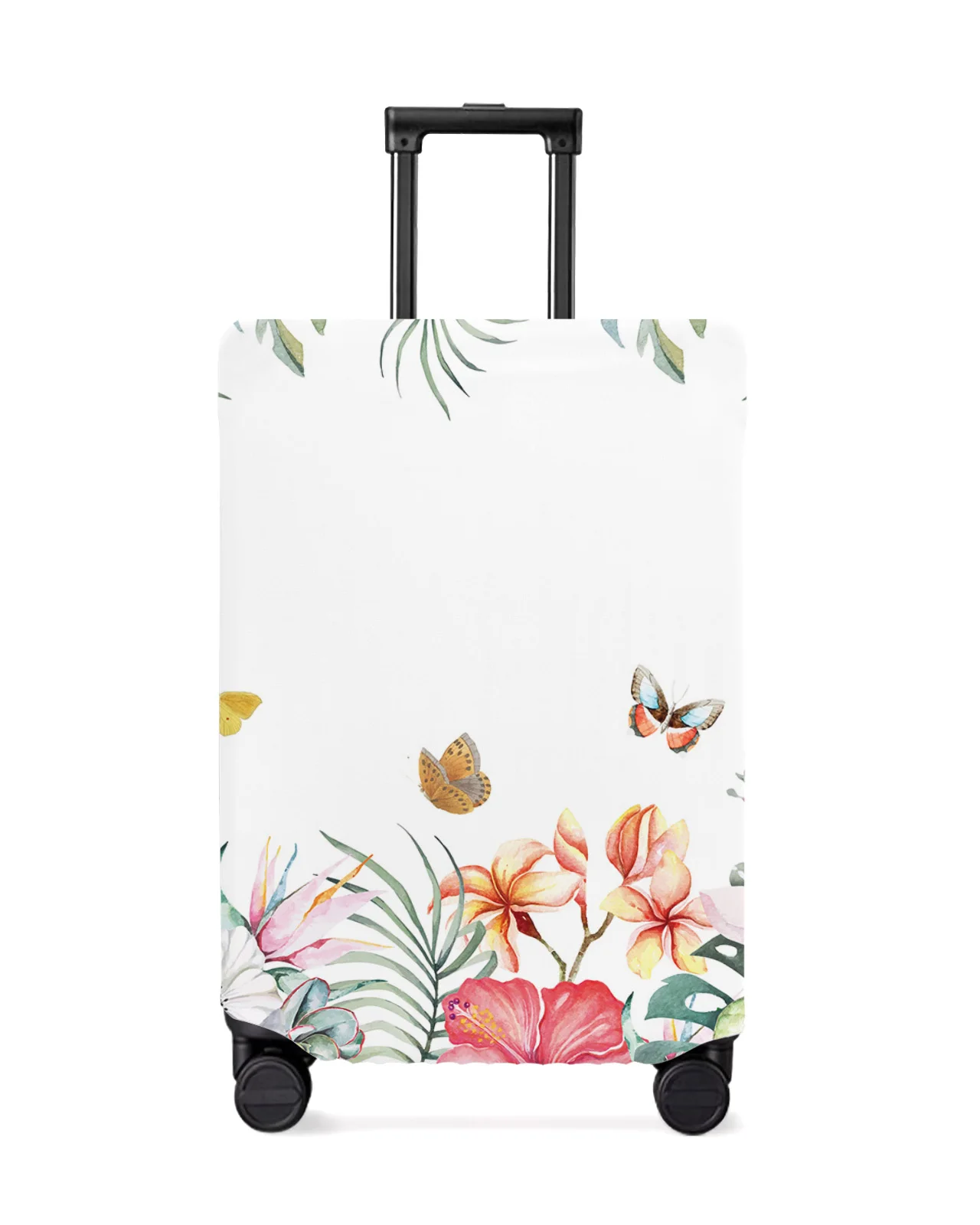 

Pastoral Style Tropical Plants Flowers Butterfly Luggage Cover Stretch Baggage Dust Cover for 18-32 Inch Travel Suitcase Case