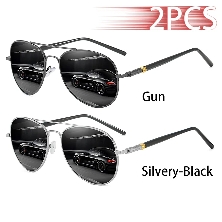 2 Stück Modische Vintage Piloten-Sonnenbrille mit Metallrahmen für Männer und Frauen, Angeln und Autofahren, Luxusmarken-Designer-Sonnenbrille – Detail 6