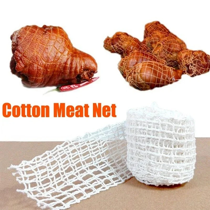 Red de carne de algodón de 3 metros, red para salchichas y jamón, cuerda para matanza, rollo de salchichas, herramienta de cocina para carne, bolsa de malla para caja de salchichas y perros calientes