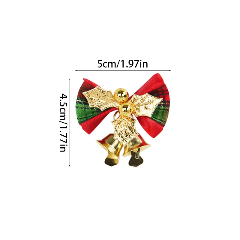 6 قطعة قوس عيد الميلاد مع جرس شجرة عيد الميلاد الصغيرة Bowknot قلادة الحلي للديكور المنزل 2024 نافيداد حفلة السنة الجديدة لتقوم بها بنفسك الهدايا