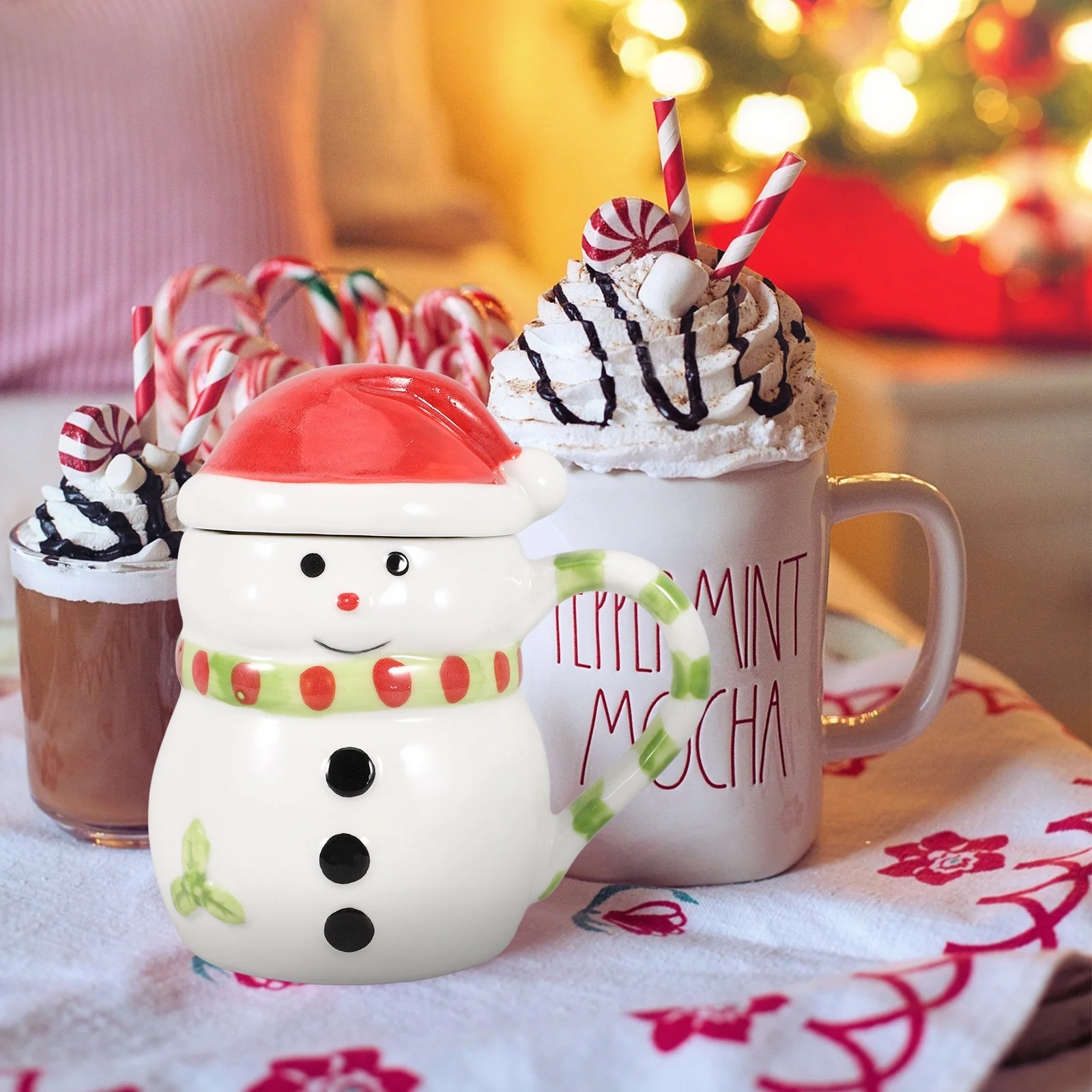 

Snowman Ceramic Christmas Mug Coffee Tea Water Cup Multi-Function for Home Office Snowman Coffee Mug Water Cup