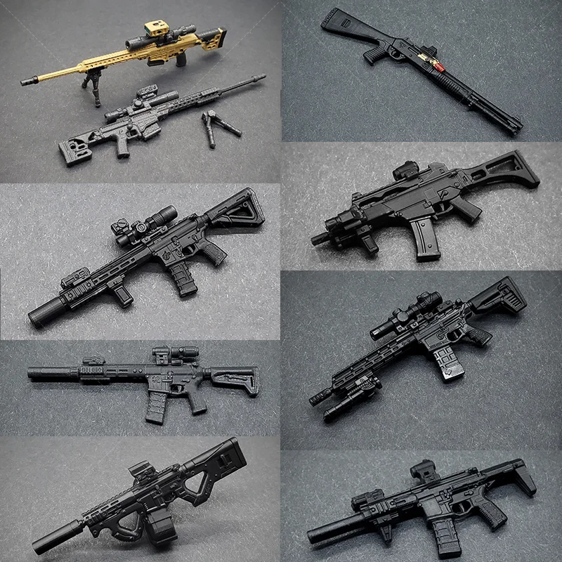 

Масштабная модель оружия 1:18: дробовик, штурмовая винтовка, снайперская винтовка. Набор для самостоятельной сборки для 3,75-дюймовых фигурок солдат.