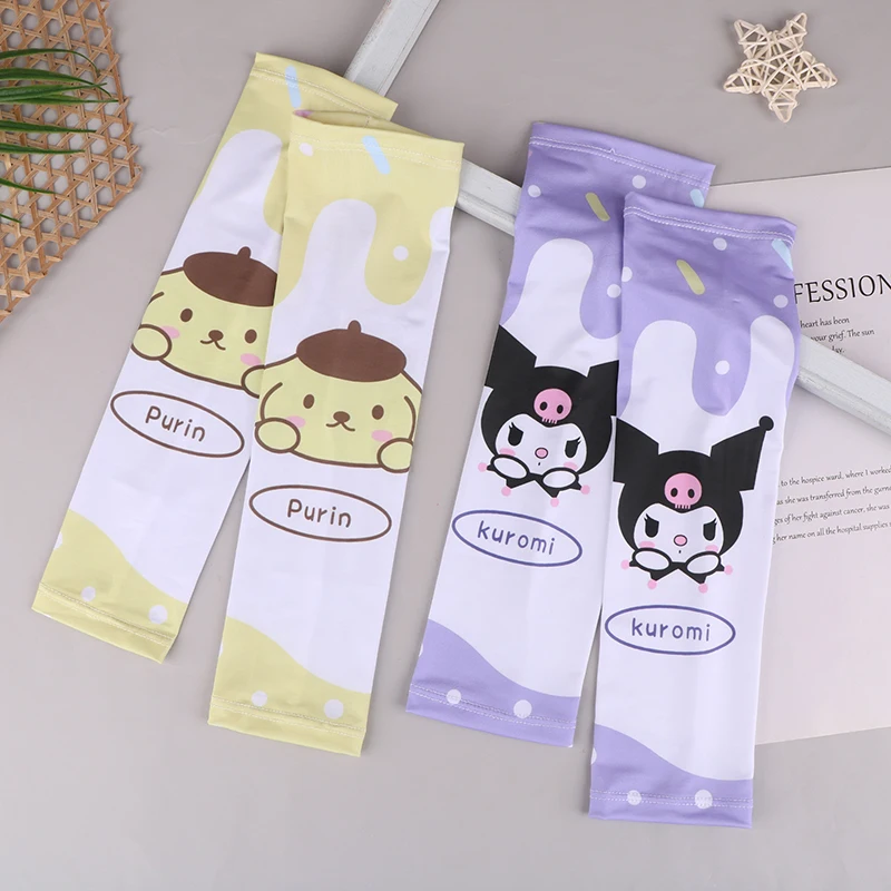 Sanrio Anime Cinnamoroll 1Pair Kids Arm Sleeves Sun Protection Cooling UV Protection Sleeves Anti-Slip Ice Silk Arm Covers Cute