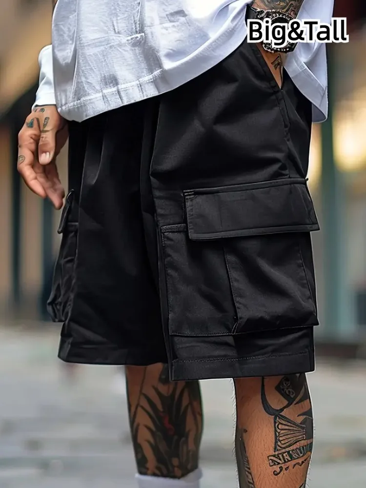 

Summer Men's Cargo Shorts Solid Color Multi-Pocket Casual Baggy Work Short Pants Men City Fashion American Street Shorts Man