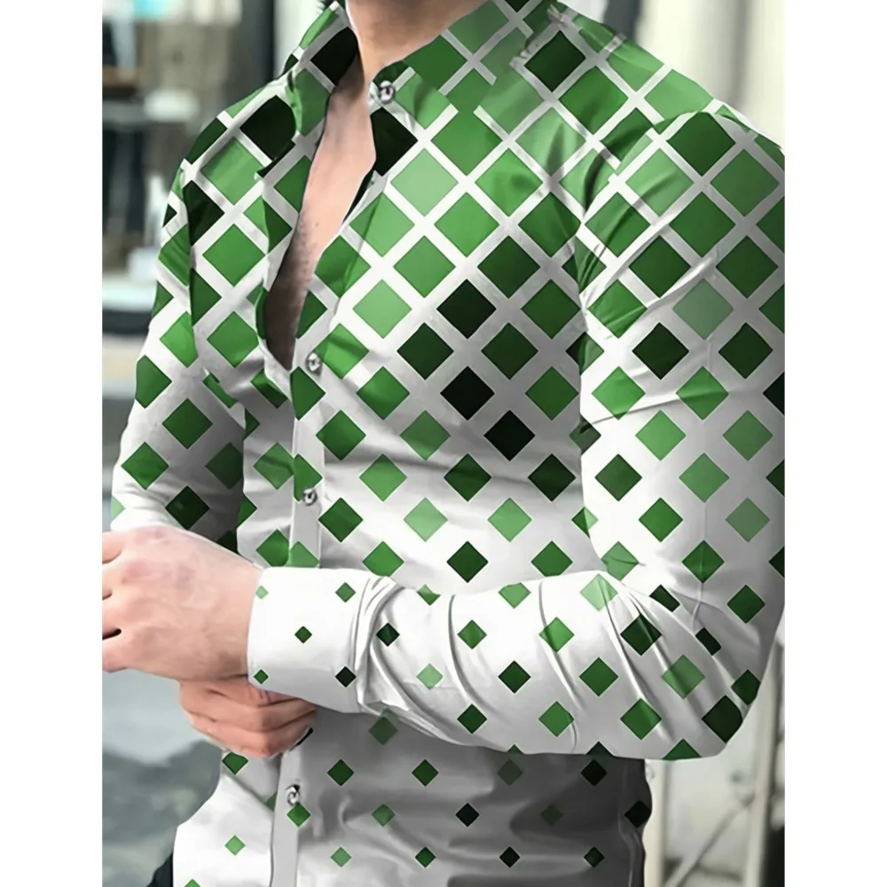 เสื้อเชิ้ตแขนยาวลำลองลายสก็อตพิมพ์ลายใหม่สำหรับผู้ชาย เสื้อเชิ้ตผู้ชายสุดหรูสำหรับงานสังคม เสื้อเชิ้ตแขนยาวแฟชั่นปาร์ตี้ผู้ชายปี 2026