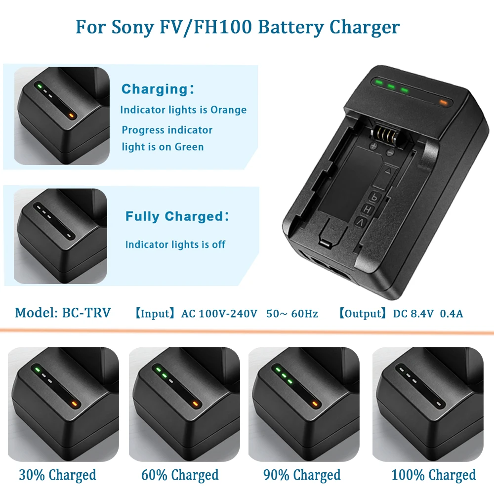 Für Sony NP-FH100/FH30/FH40/FH50/FH70/FH60/FH90/FV30/FV40/FV50/FV60/FV70/FV90/FV100 Akku BC-TRV/BC-TRP Kamera-Akkuladegerät – Detail 4