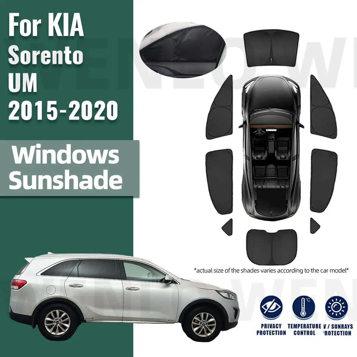 For Kia Sorento UM 2015-2020  Full Cover Car Side Window Sunshade Windshield Sun Shade Solar Protection Parasol Children Curtain