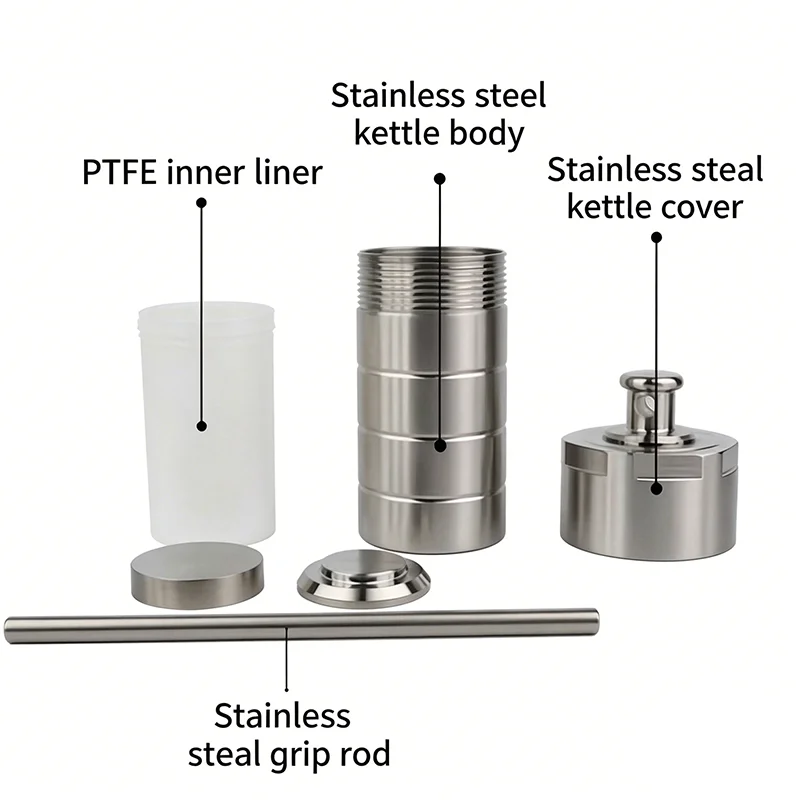 Vessel-kettle Hydrothermal Autoclave Reactor with PTFE Chamber Hydrothermal Synthesis 5ml-25ml