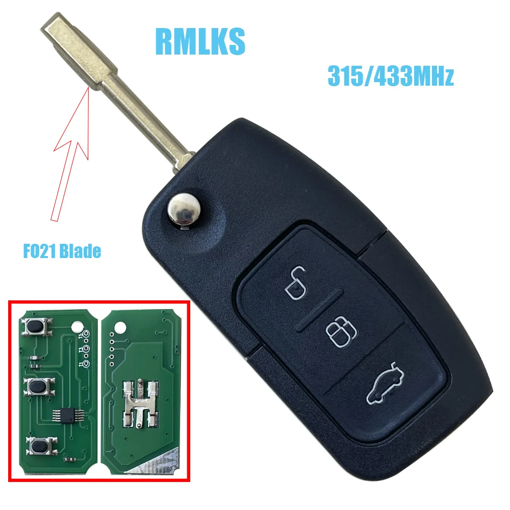 315/433MHz 4D63 4D60 Flip Folding Car Remote Key for Ford Fusion Focus Mondeo Fiesta Galaxy HU101 FO21 Blade Vehicle Keys