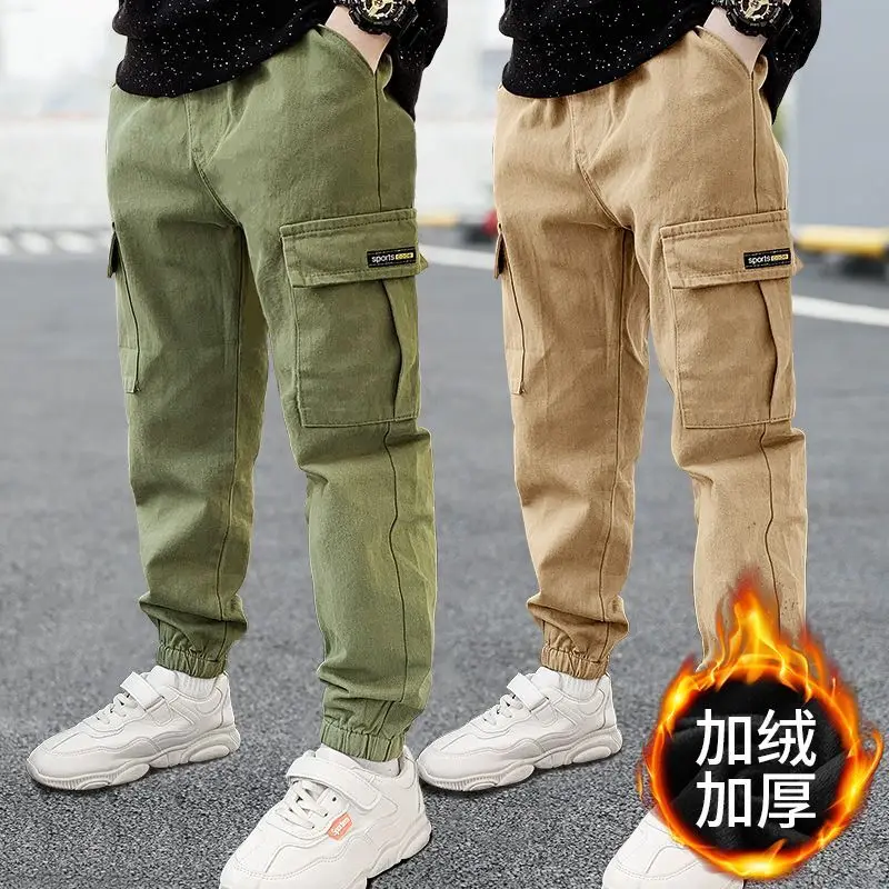 

Boys Cargo Pants Spring Autumn Thick Boys Trousers Casual Kids Sport Pants Teenage Children Clothes For 5-12 Years Kids Clothing