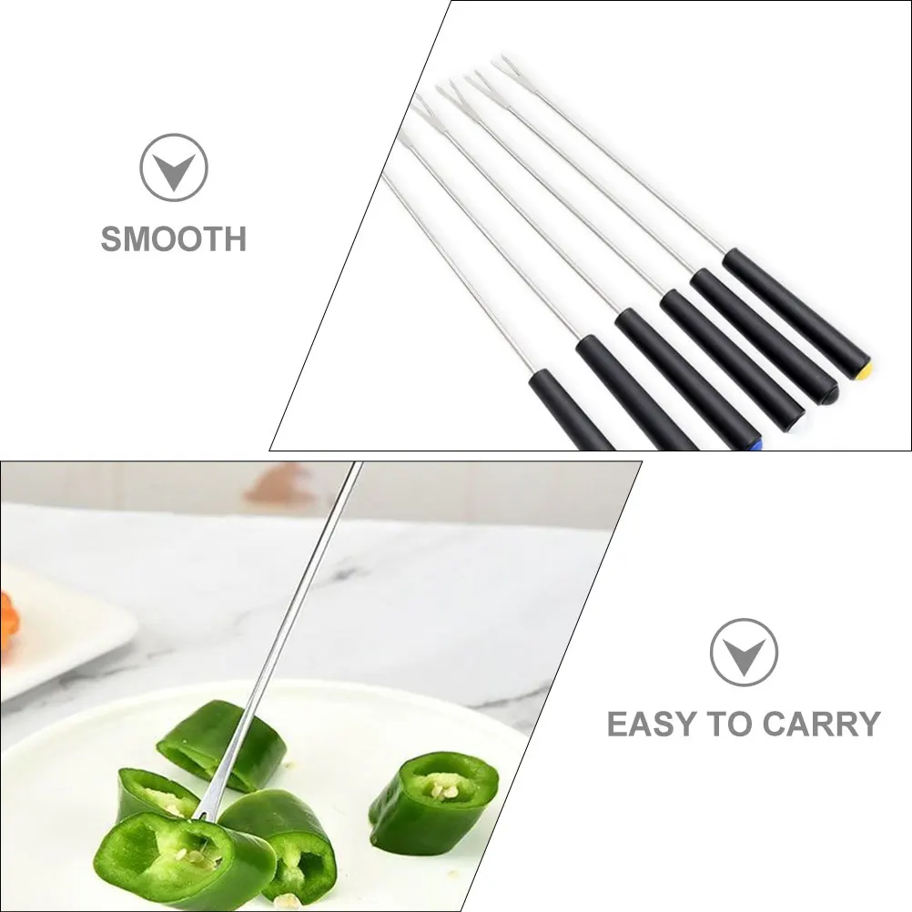 

6pcs Stainless Steel Bbq Grill Meat Sticks Outdoor Roasting Forks Camping Hot Pot Tools Barbecue Supplies Serving Forks U Shape