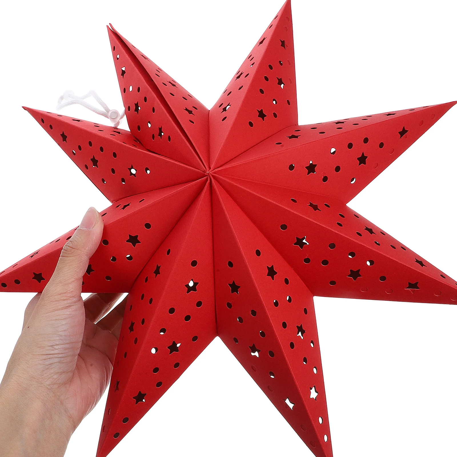 

3Pcs Red 35cm Nine Pointed Star Paper Lantern Shade Christmas Decor Hanging Lamp Lantern Decorative Shades