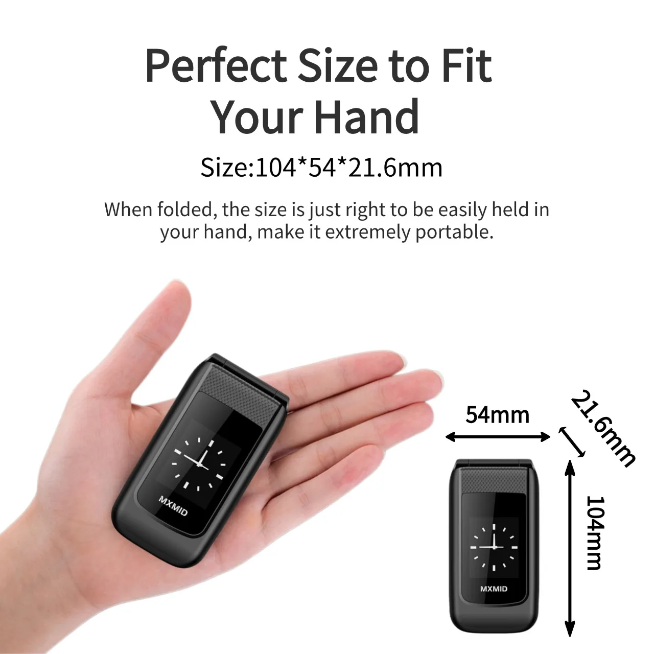 Flip Phone For Backup Large Buttons Dual Screen Long Battery Large Push-Button Phone Dual SIM GSM 2G Feature Phone Durable Phone