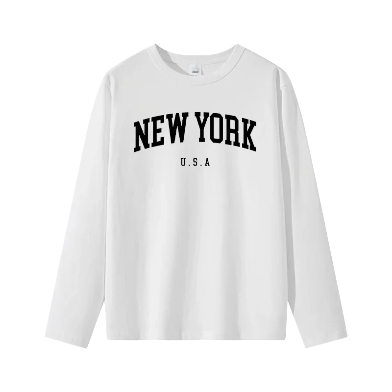 U.S.A New York USA City Street Print t-shirt a maniche lunghe donna Pulovers t-shirt Casual da donna donna estate 2024 vestiti Top