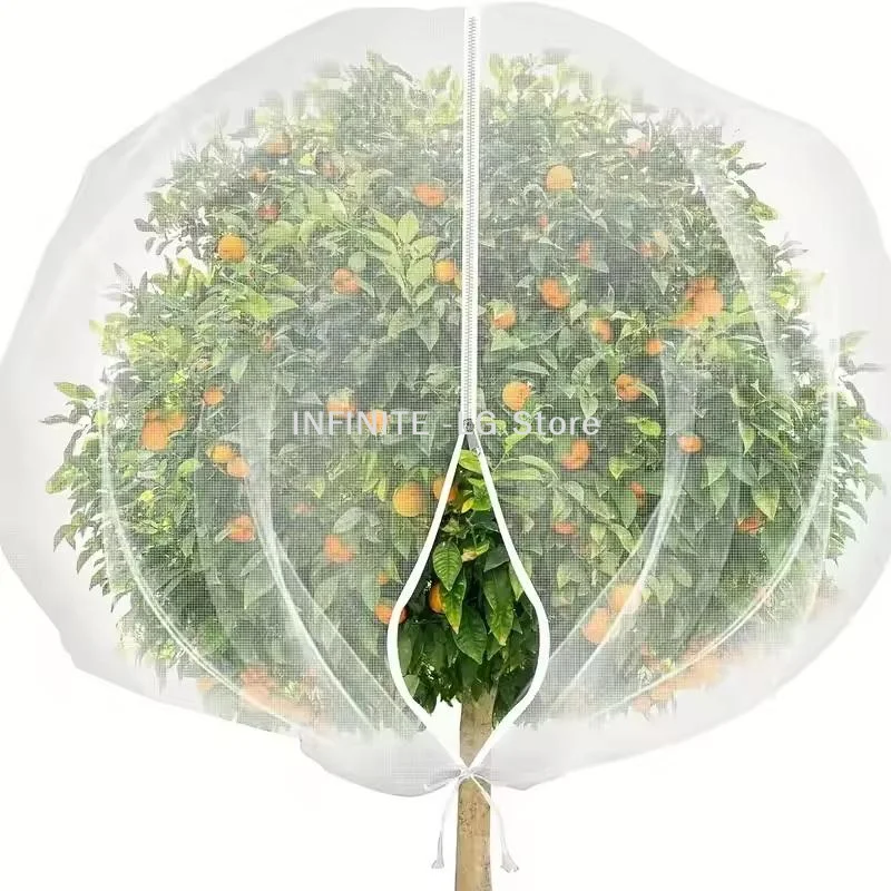 Garden Insect Repelling Netting for Big Fruit Trees with Zipper and Drawstring, Clear Plant Bird Screen Mesh Barrier
