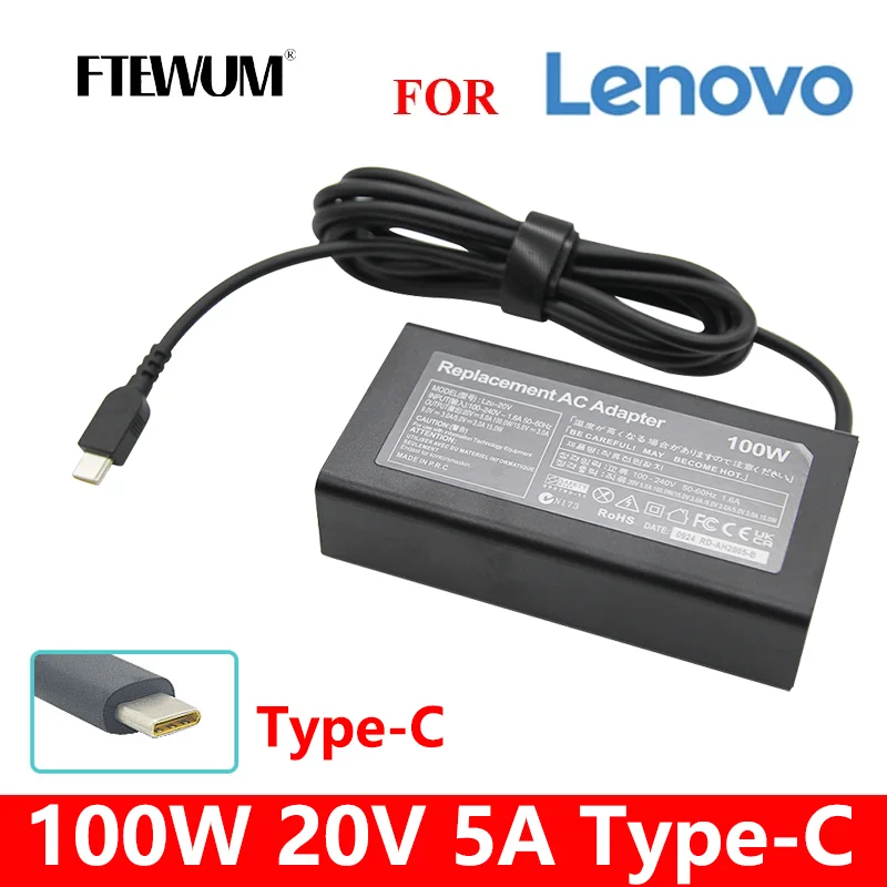 20V 5A 100W USB C Type-C Charger Power AC Laptop Charger Adapter For Lenovo Idea Pad5 Pro16 Power Supply ADL100YLC3A ADL100YDC3A