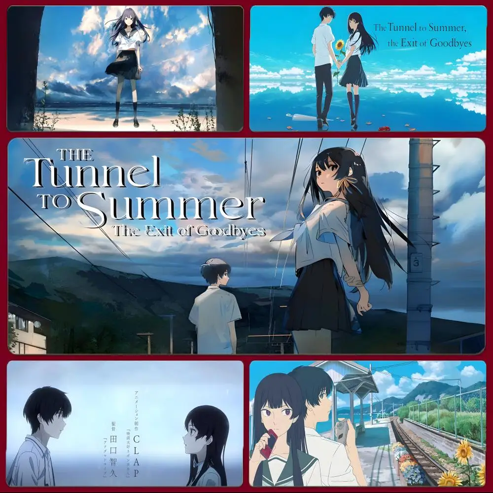 

Коврик для мыши Anime T-The Tunnel to Summer, the Exit of Goodbyes, большой игровой коврик для мыши с прошитыми краями, утолщенный настольный коврик для ПК