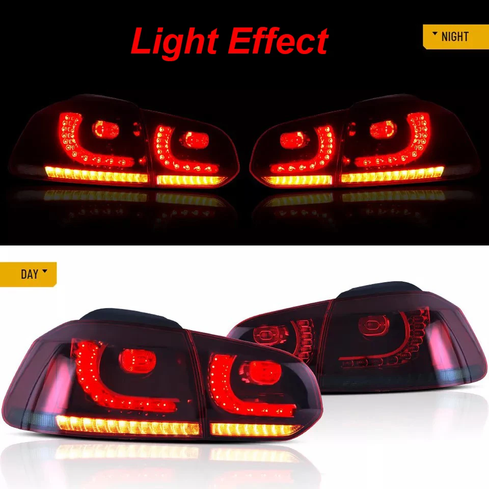 Pair LED Taillight Assembly For VW GOLF MK6 GTI R 2008-2013 Rear Brake Stop Lamp Sequential Dynamic Turning Signal Light